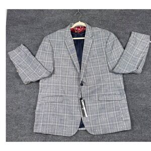 Elie Balleh Milano Italy Plaid Blazer Navy Grey XXXL 54 CEBBW2147-1M NWT